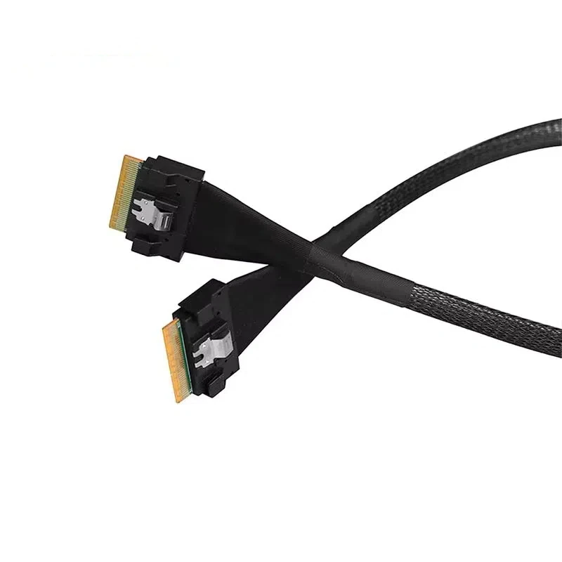 SlimSAS 8X SFF8654 Male to Male Data Cable Anti-slash PCIe4.0 SAS4.0 X8 Silver Plated Wire Support GPU SSD Expansion Card