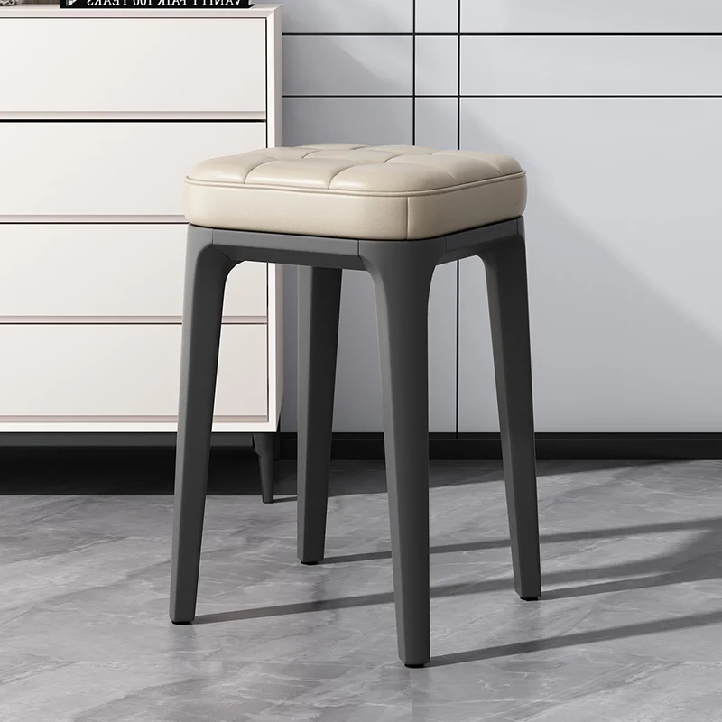 Stacking Stools,PU Leather Square Nesting Four-Legged Stool with Padded Stools Plastic Stackable Stool, Portable Breakfast