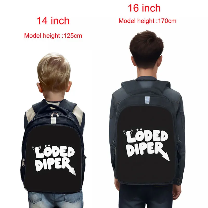 Mochila con estampado divertido de Loded Diper para adolescentes, niños y niñas, mochilas escolares, bolsas de día para niños, mochilas para portátiles, bolsa para libros diarios