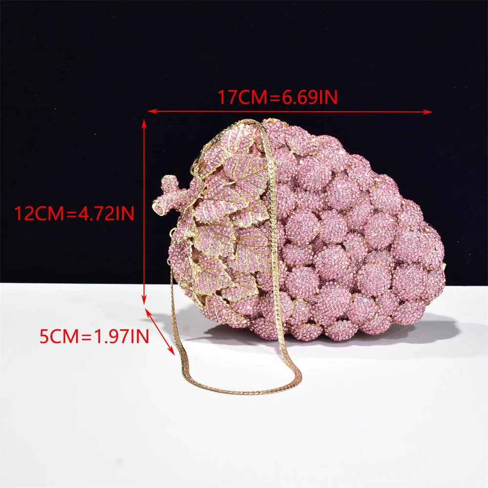 Newest Luxury Crystal Bags Fruit Designer Grape Clutch Purse Women Evening Bag Boutique Bags for Wedding Women Party Handbags