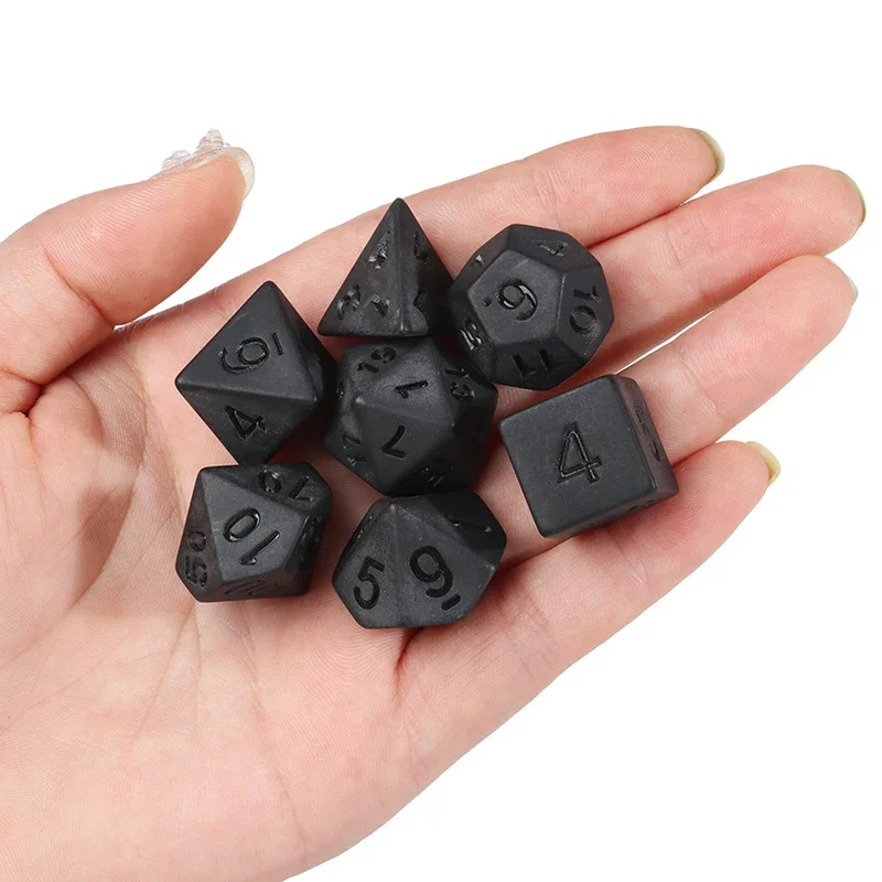 7pcs/lot Matte Black Dice Set D4 D6 D8 D10 D% D12 D20 Digital Dice Entertainment Party Table Games  Polyhedral Dice