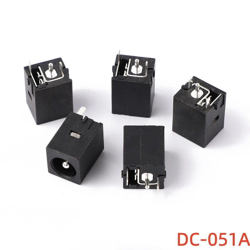 10PCS Power Socket DC-051A Vertical 3-Pin Direct Plug Outer Diameter 6.1mm Pin 2.0mm Table Lamp Charging Power Socket