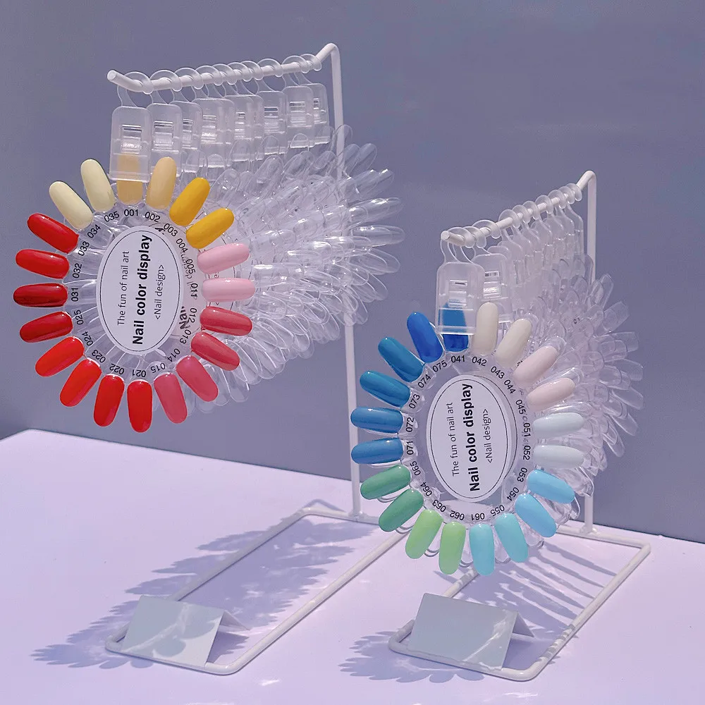 

Овальная цветная карта для дизайна ногтей. Полка для дизайна ногтей. Таблица образцов ногтей с стойкой. Накладные кончики ногтей. Гель-лак. Подставка для практики.
