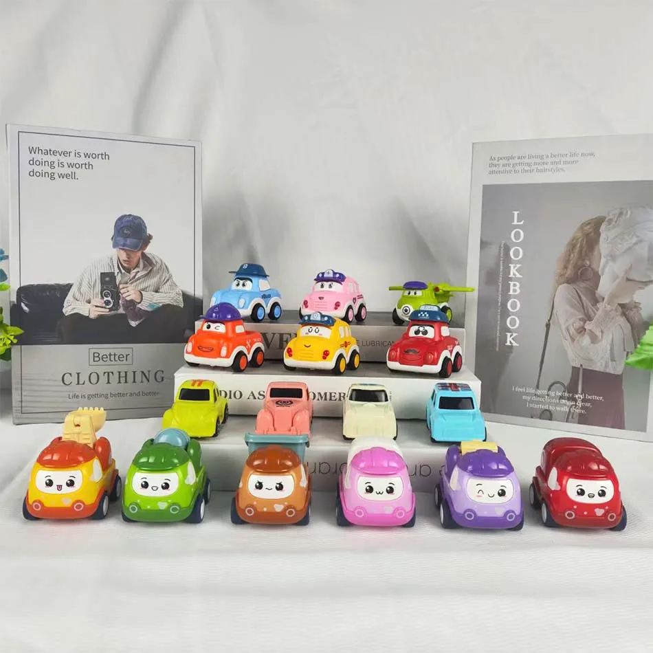 New Cute Cartoon Emojis Power Back Car Children's Toy City Transportation and Urban Construction Series Children's Birthday Gift