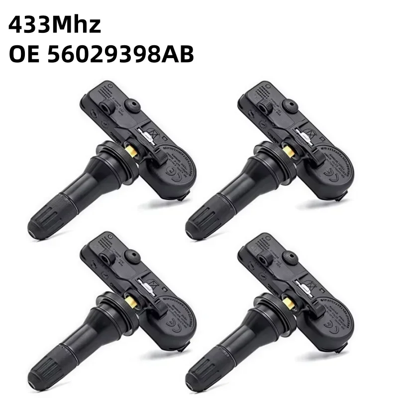4pcs 56029398AB TPMS Sensor 433Mhz Tire Compression Monitor, For Chrysler Jeep Dodge Ram