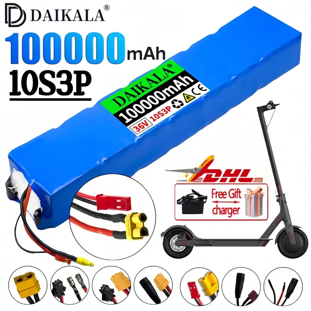 Original 36V 100Ah High-capacity 18650 Lithium Battery Pack 10S3P M365 Power Bicycle Scooter Electric Battery Vehicle with BMS