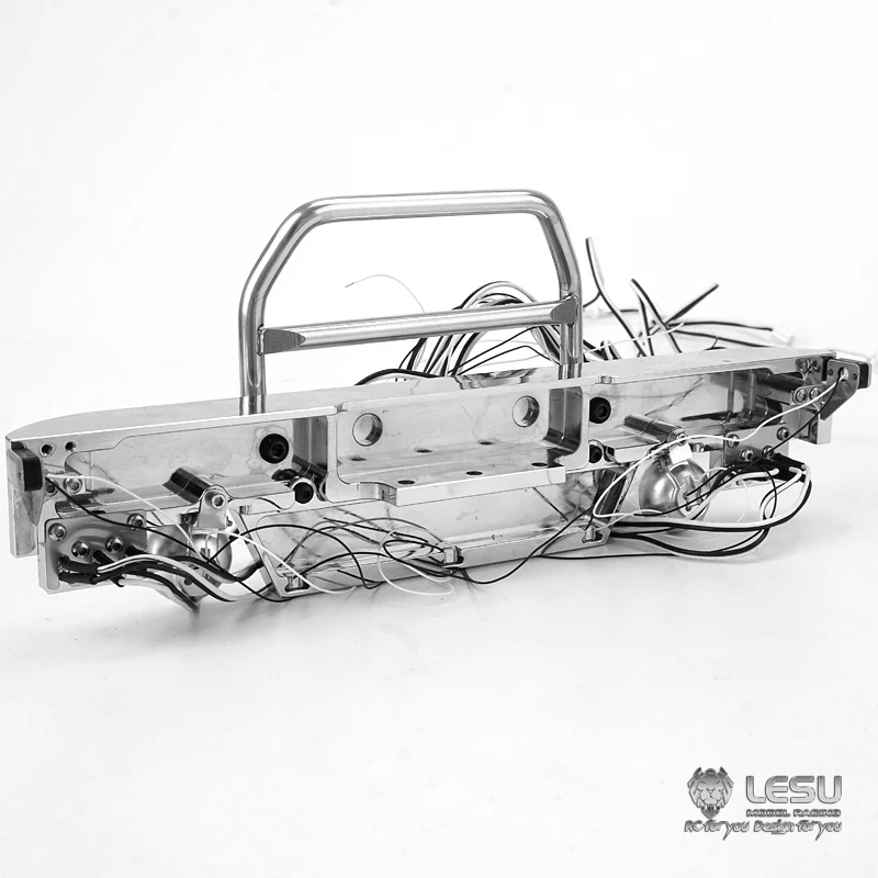 LESU Metal Front Bumper with Lights for 1/14 RC TAMIYA King Hauler Grand Hauler Tractor Truck DIY Model Car