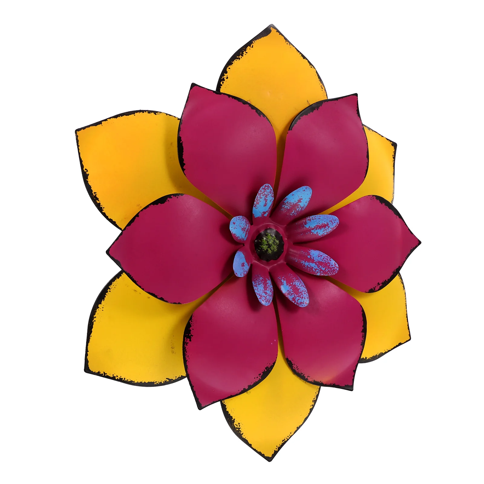 

Creative Iron Art Simulation Hanging Home Bright Color Metal Flower Wall Art Decor For Indoor Outdoor 3D Layered Flower
