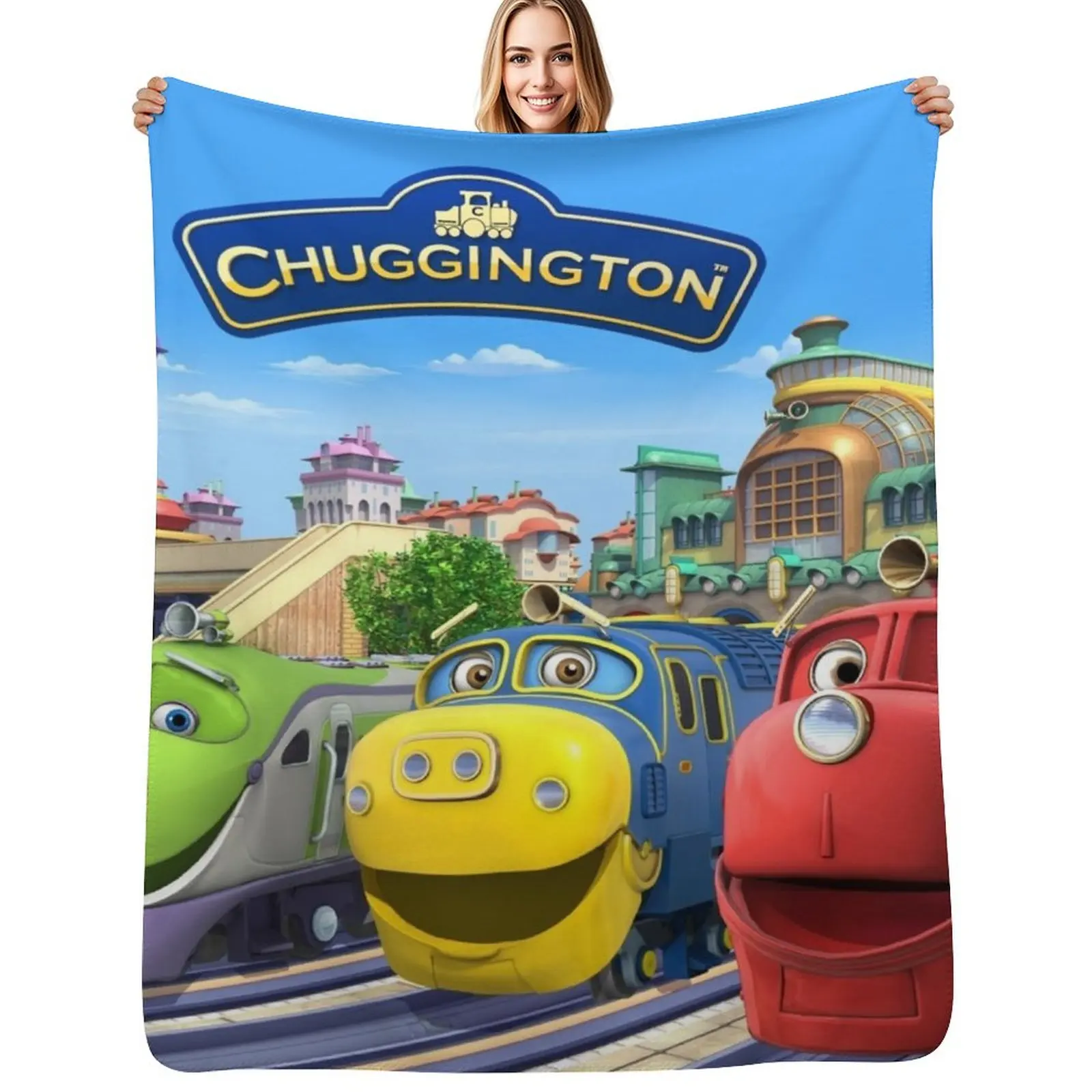 

Chuggington Background Throw Blanket All Season Lightweight Soft Blanket for Bed
