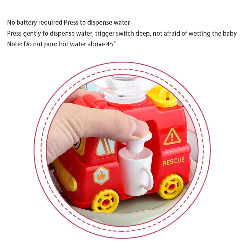 Crianças motor de incêndio dispensador de água brinquedo para meninos meninas jogar casa cozinha brinquedos divertidos simulação dispensador de água imprensa fora água