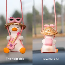 Cute Car Interior Duck Anime Decoration Gypsum Auto Rearview Mirror Pendant for Swing Kawai Car Decoration Accessories