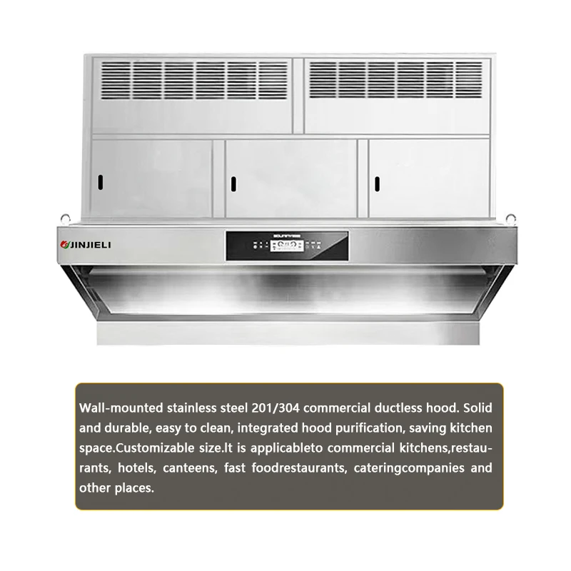 CE Certified Stainless Steel Ductless Recirculating Range Hood Restaurant Systems Gas Processing Machinery Electrostatic Filter