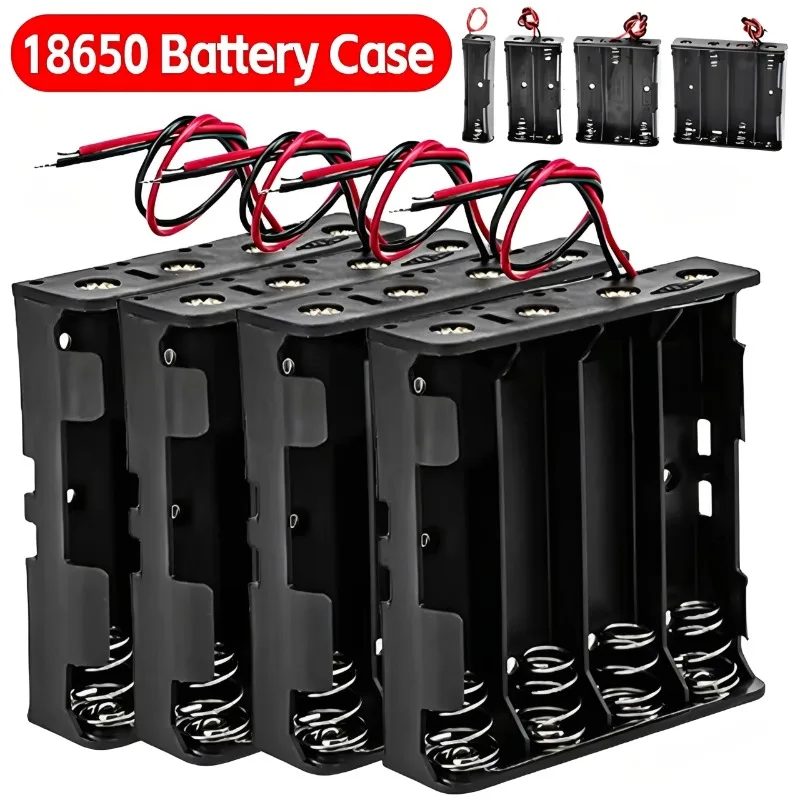 Plastic 18650 Battery Holder Storage Box 1/2/3/4 Slot Way DIY Batteries Power Bank Case Clip Holder Container with Wire Lead Pin