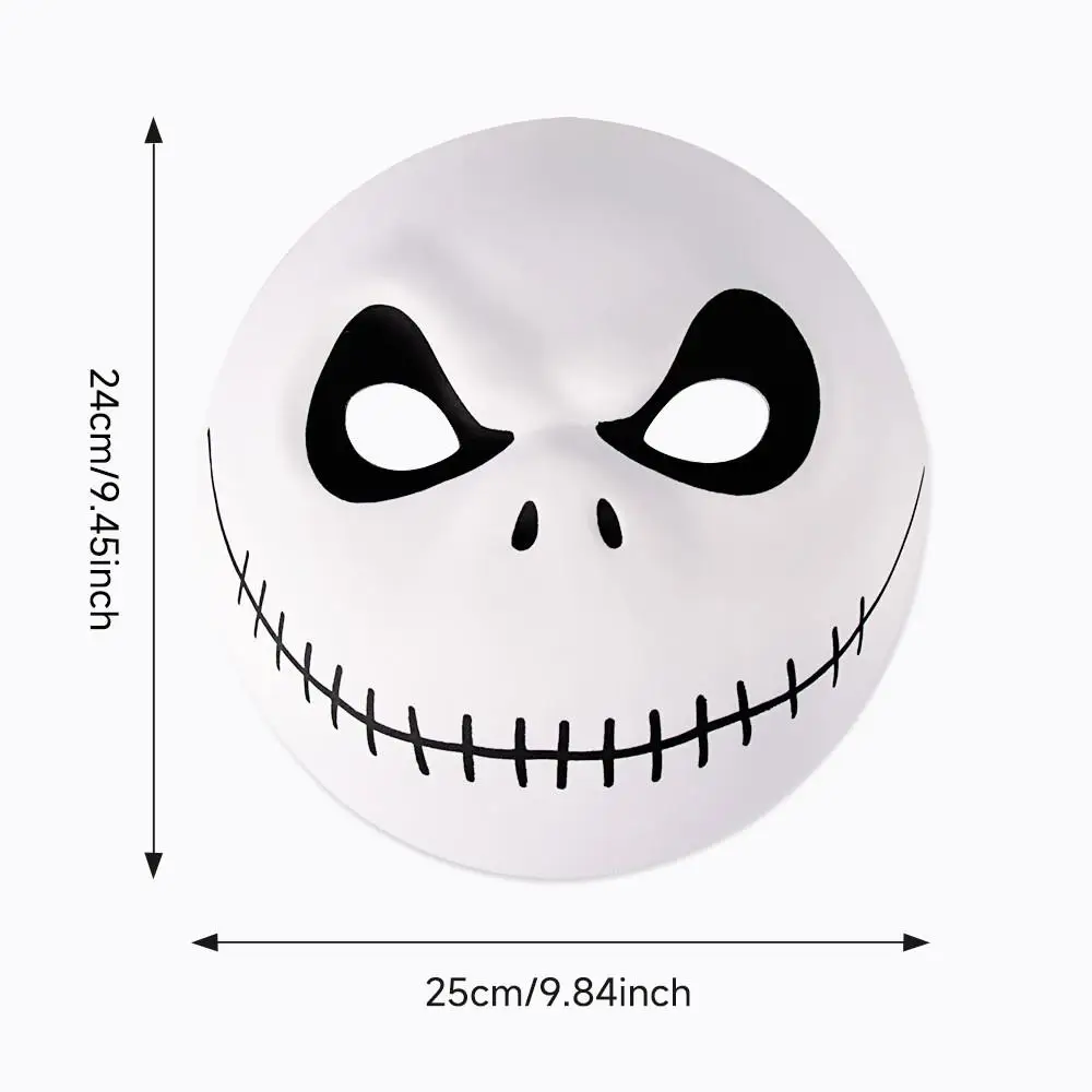 White EVA Smiling Skull Full Face Mask, Lightweight Elastic Strap Costume Mask for Halloween Christmas Party & Stage Performance