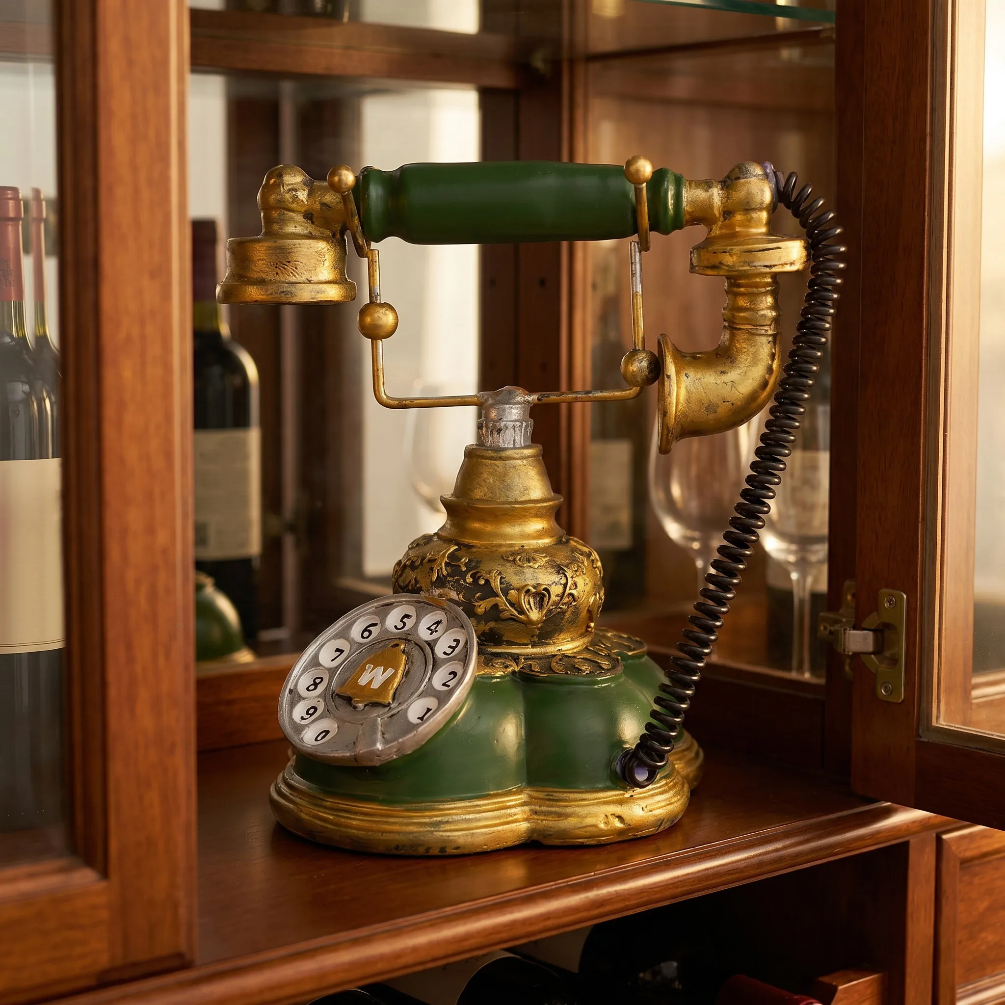 Retro Resin Telephone Desktop Decor Vintage Corded Classic Rotary Phone Home Office Hotel Ornament Phone Accent