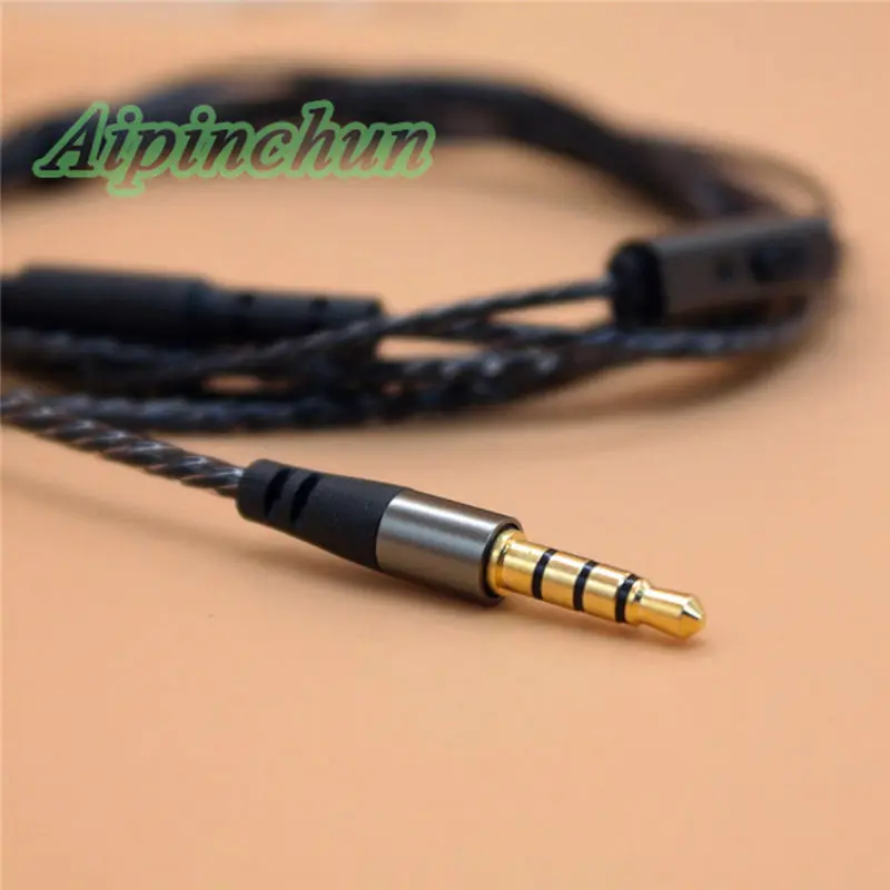 Aipinchun-Cable de Audio para auriculares, conector de 4 polos de 3,5mm, bricolaje, con micrófono, reparación, Cable de repuesto para auriculares AA0224
