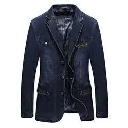 Long Denim Trench Autumn Winter Denim Jacket Men Fashion Mid-long Lapel Collar Washed Cowboy Coat Men Windbreaker M-5XL