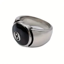 Black Eight Ring 316L Stainless Steel Jewelry Punk Men Casual Ring Eight Ball Ring Size 7-13