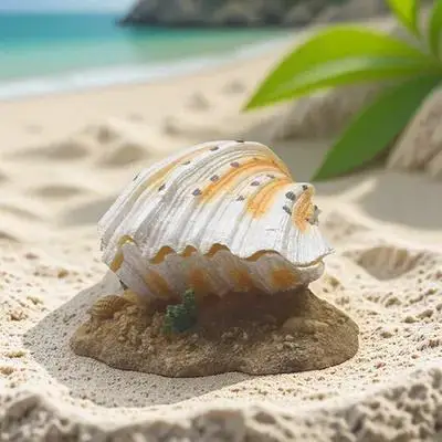

1pc Resin Aeration Aquarium Decoration Tank Bubble Maker Ornament Simulation Shell Fish Hideout Water Tank Decor Aquarium Shell
