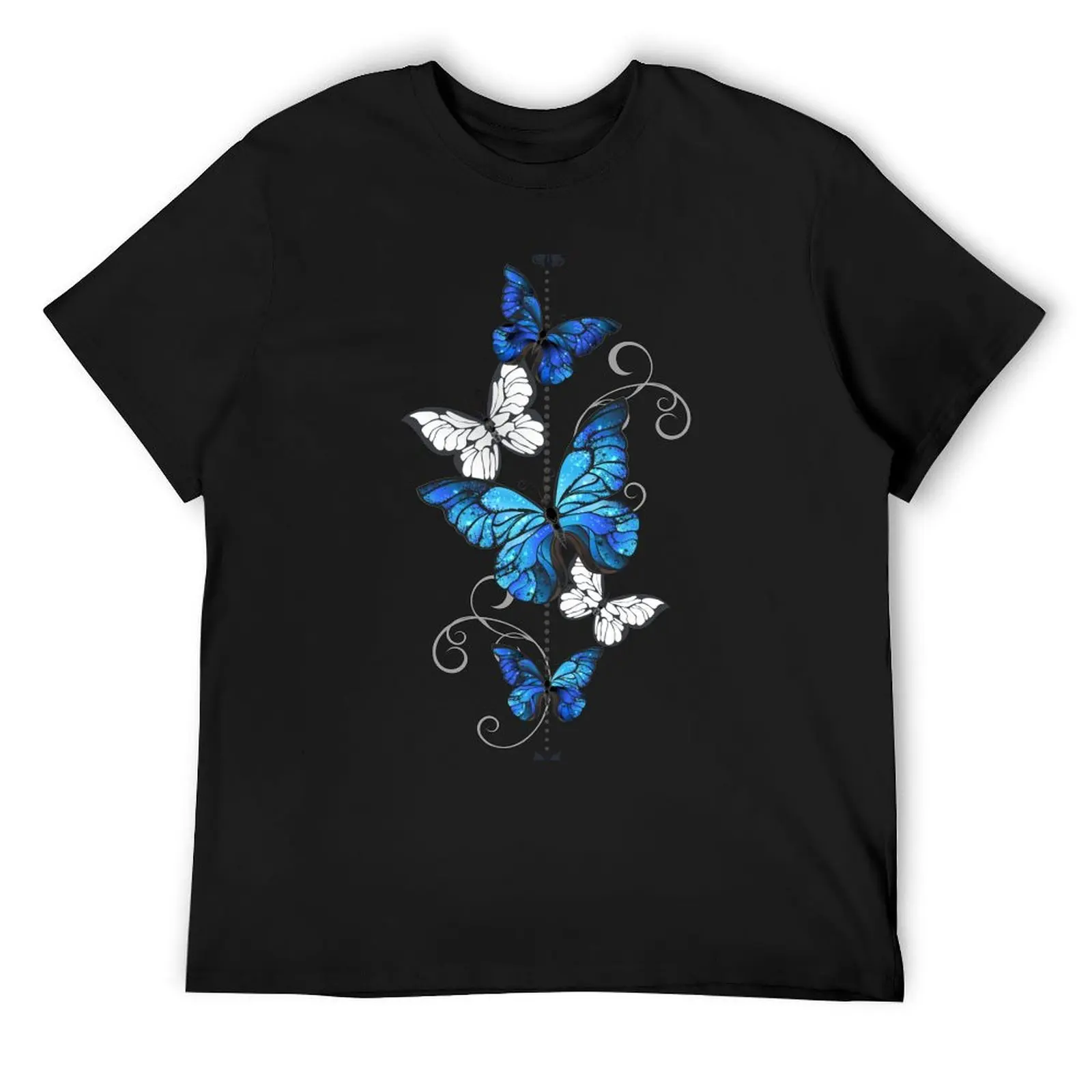 

Blue Morpho and White Butterflies T-Shirt quick drying vintage t shirts Short sleeve tee men