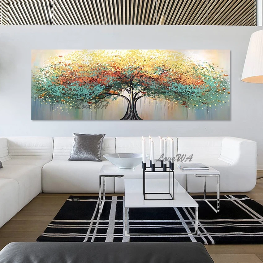

Oversized Canvas Art High Quality Acrylic Painting Abstract Modern Tree Wall Art Pictures For Hotels Hand-painted Custom Artwork