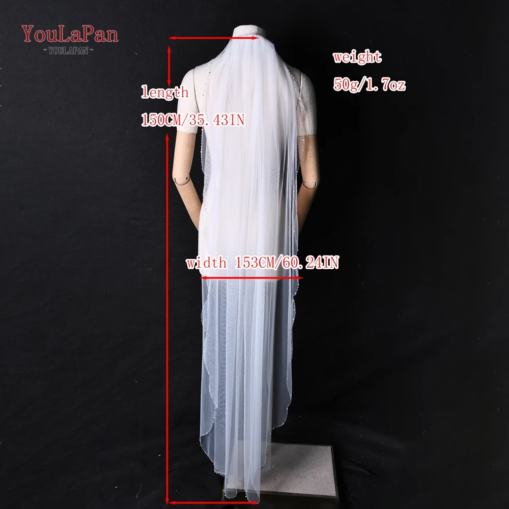 YouLaPan V33 Wedding Rheinstone Veil Glitter Veil Elbow Length Veil with Comb Wedding Women's Veil Crystal Beads Sparkling