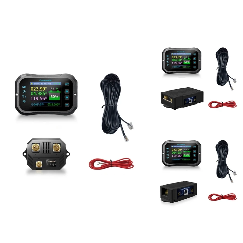 B62B WiFi Coulomb Meter RV Battery Monitor, 10-100V 0-50A, Battery Capacity Indicator Tester, Power Volt-Ammeter, for