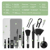 19 in 1 Computer Keyboard Cleaner Kit Phone Tablet Camera Screen Cleaning Tools Earphone Clean Brush Keycap Puller Phone Holder