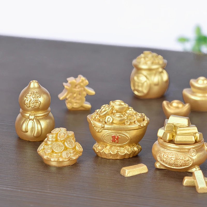 Feng Shui Auspicious Fa Cai Money Tree Gold Ingot Bag Lucky Fortune Spring Festival Mascot Desktop Ornament Car Home Decor Craft