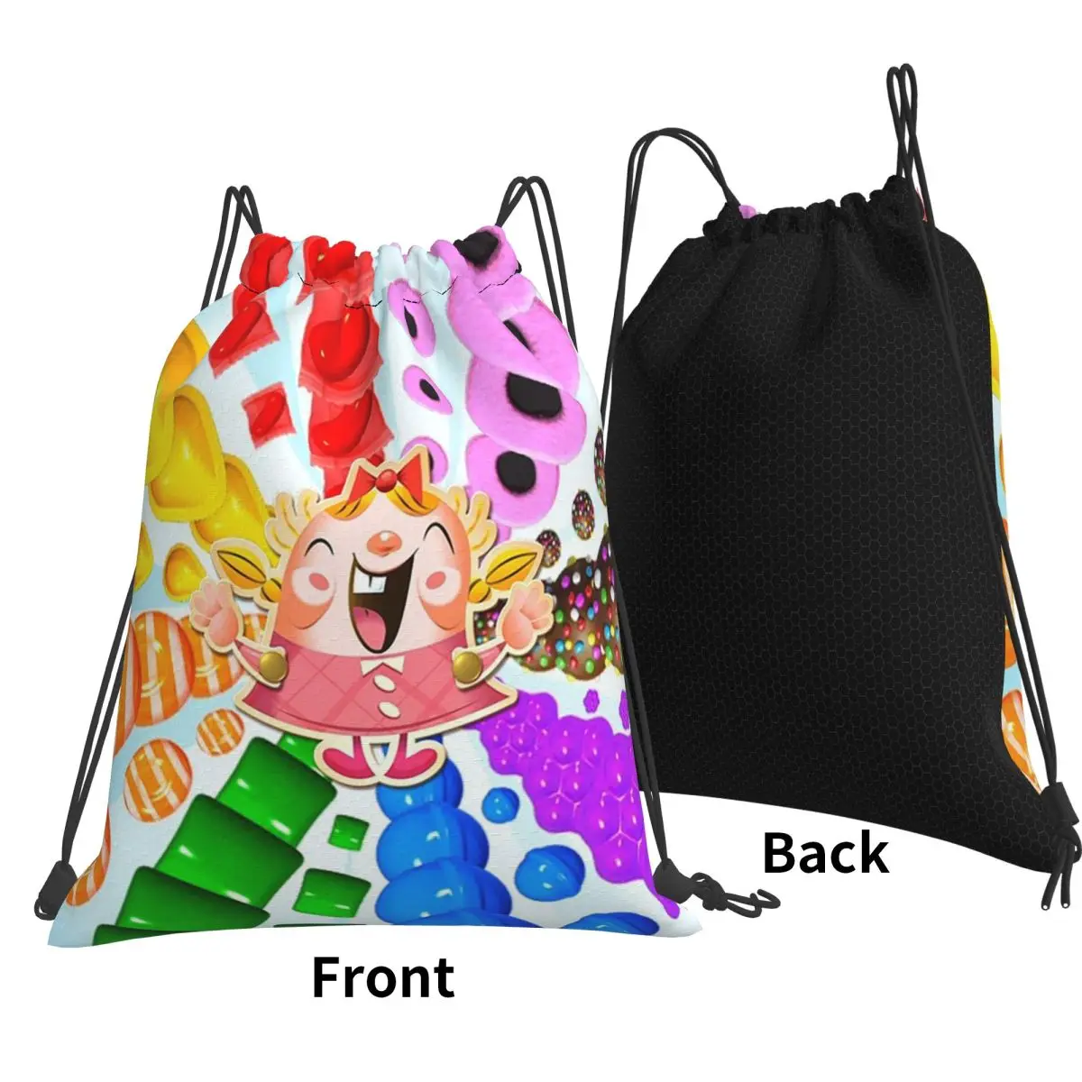 Tiffi Rainbow Boosters Candy Crush Backpacks Multi-function Drawstring Bags Sundries Bag Book Bags for Man Woman Students