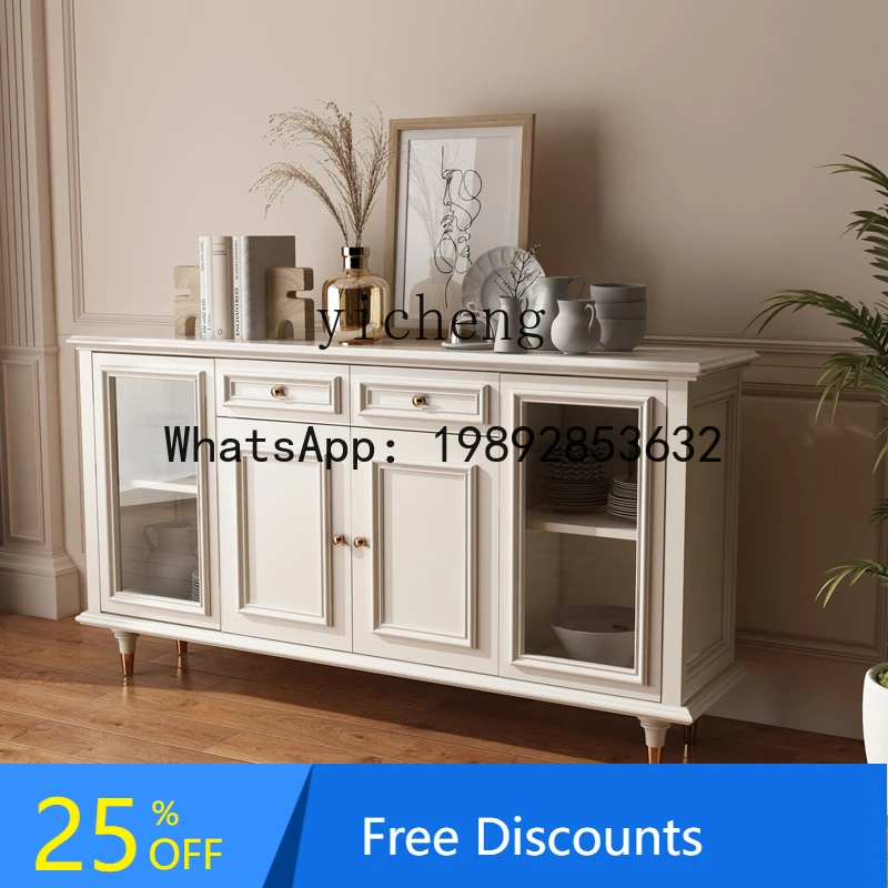 

solid wood dining side cabinet white American light luxury entrance cabinet modern simple wall wine cabinet home accessories