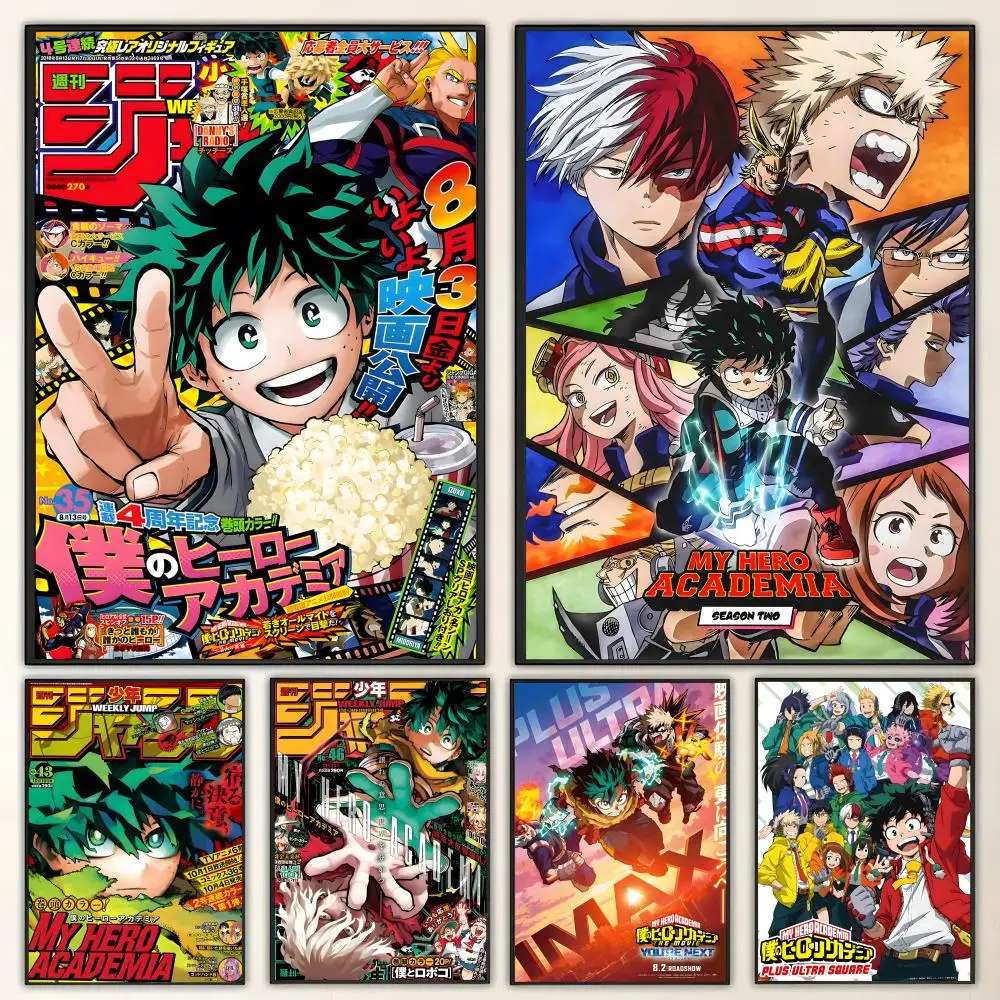 Anime MHA B-Bakugo Poster HD-Kunst, wasserfest, selbstklebende Wanddekoration, Heimdekoration (Wohnzimmer, Schlafzimmer, Bar), ästhetisch