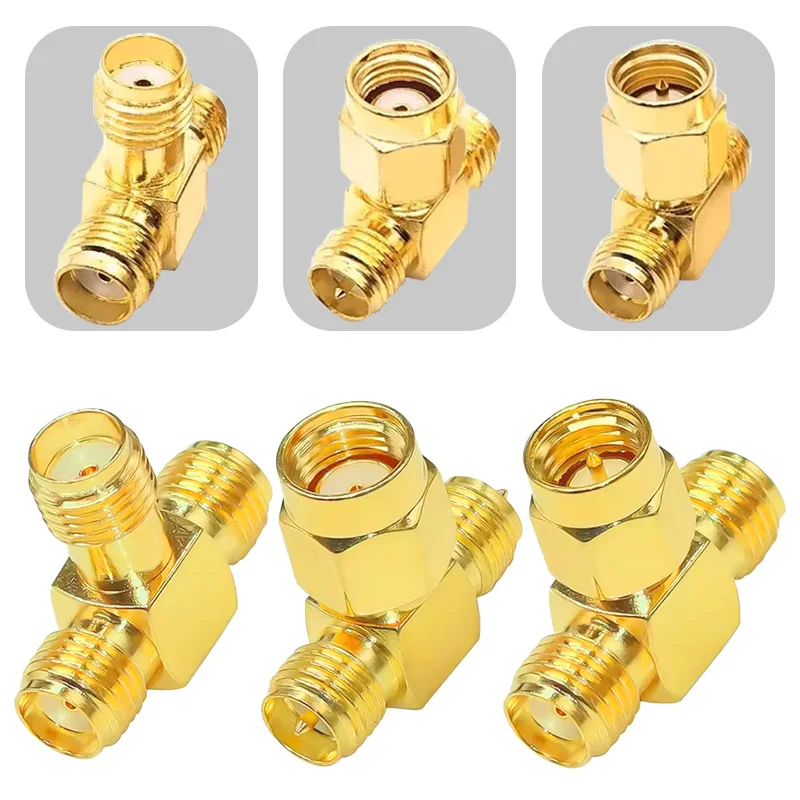 

5/20Pcs SMA 3 Way T Shape Tee-type SMA Male to Dual 2 SMA Female Splitter RF Coaxial Adapter for WIFI Antenna Cable