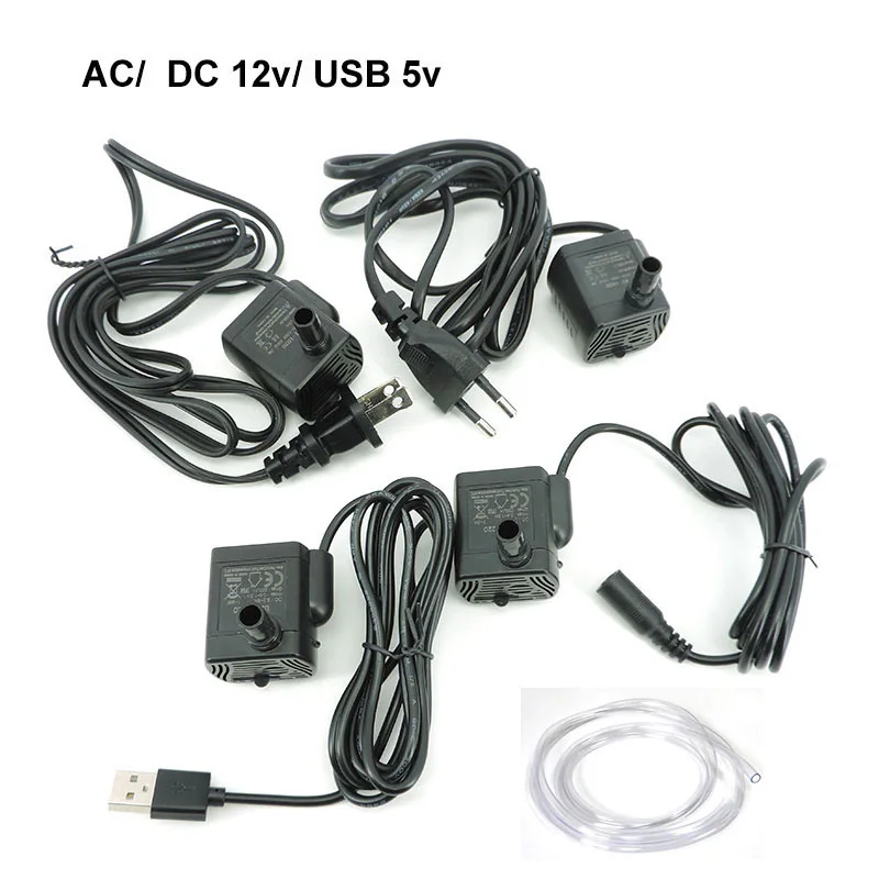 Ultra-quiet Mini Brushless AC DC 220v 12V USB Fountain Water Pump Submersible 200-400L/H Lift Aquarium Circulating fish tank t1