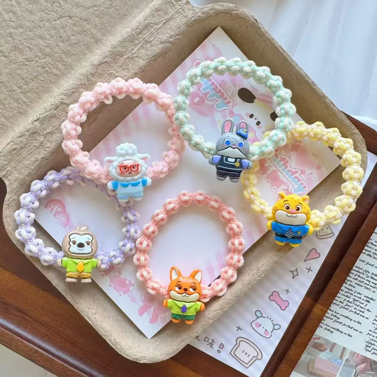 كارتون لرباط شعر Zootopia Judy Nick Tie حبل عالي المرونة على شكل ذيل حصان متعدد الاستخدامات