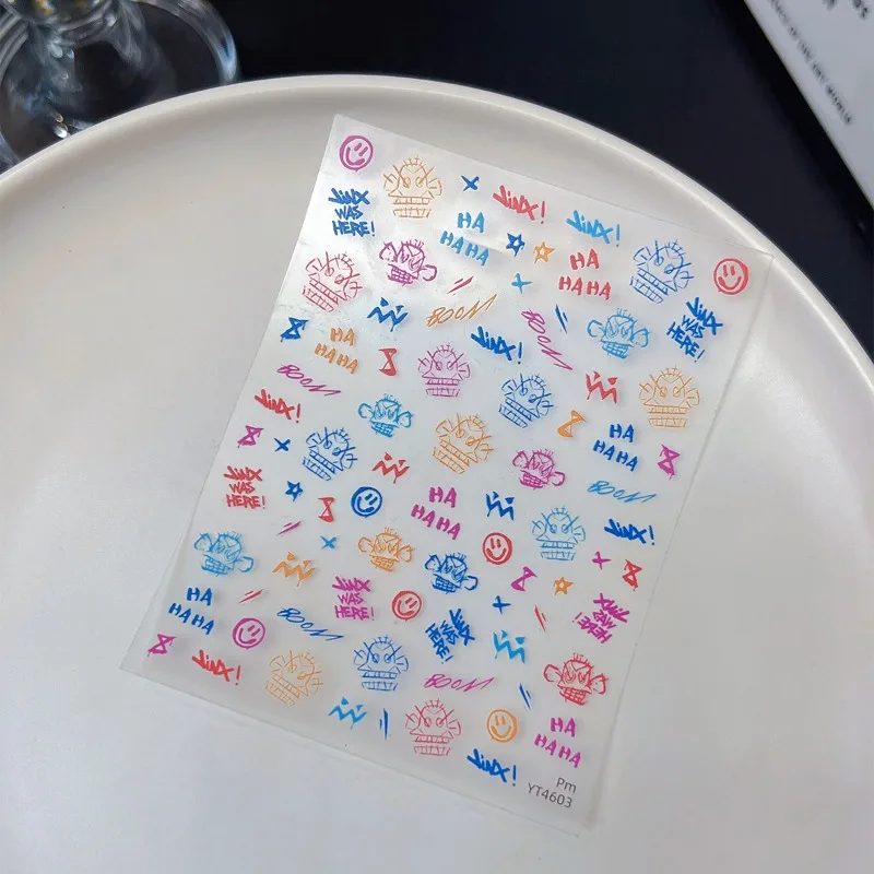 Arcane Jinx Nail Stickers Anime Women Nail Art Decoration Cartoon Cosplay Props Self-Adhesive Nail Decorations Accessories Gifts