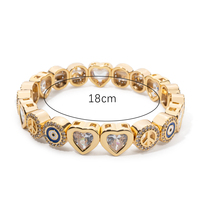 2024 New Heart Harm Bracelets For Women Gold Color Copper Beaded Bracelets Crystal Charm Hand Accessory