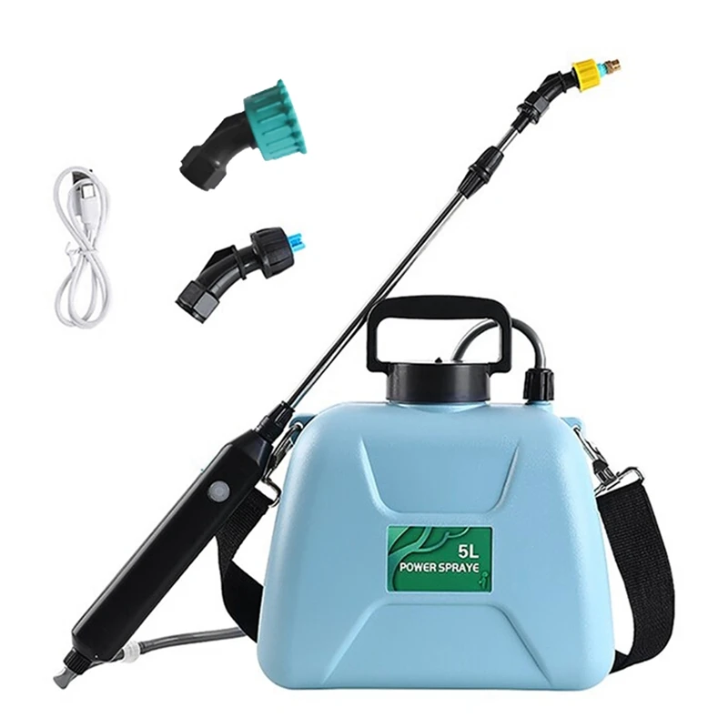 

5L Electric Sprayer Automatic Atomization Plant Sprayer Gardening Irrigation Sprinkler Shoulder Type Watering Can Durable Blue