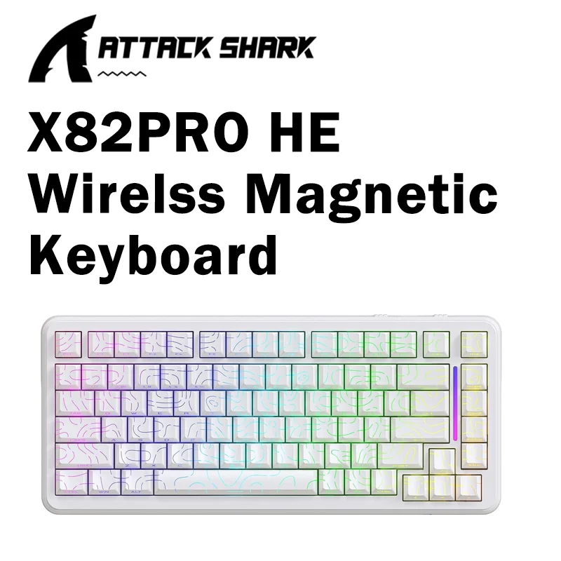 ATTACK SHARK X82 Pro HE 75% Magnetic Wireless Gaming Keyboard, RT/Snap Tap/DKS/MT/TGL, 8K Polling Rate, Tri-Mode, RGB, 5000mAh