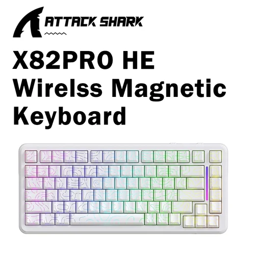 ATTACK SHARK X82 Pro HE 75% Teclado inalámbrico magnético para juegos, RT/Snap Tap/DKS/MT/TGL, tasa de orollamiento de 8K, trimododo, RGB, 5000mAh
