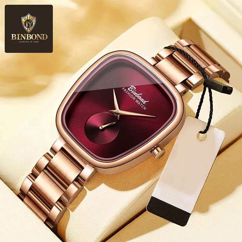 BINBOND Luxury Fashion Women's Watch Waterproof Stainless Steel Ladies Watch Simple High Quality Quartz Wristwatch for Woman