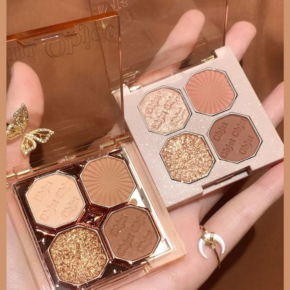 Mini Matte Four Color Eyeshadow Plate Shimmer Flash Cosmetic Tool High Appearance Level Autumn and Winter Eye Shadow Women