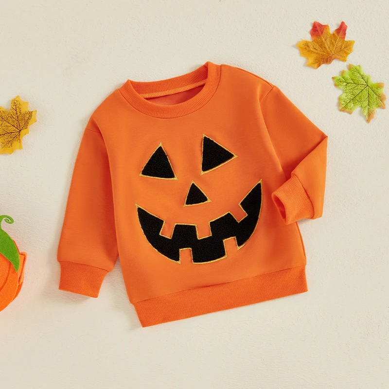 Toddler Baby Boy Girl Halloween Sweatshirt Long Sleeve Letter Print Shirt Pullover Sweater Top Fall Winter Clothes