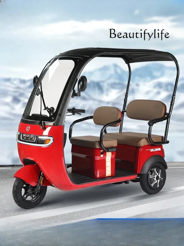 New electric car with shed to pick up children the elderly step leisure double row men and women with baby small car