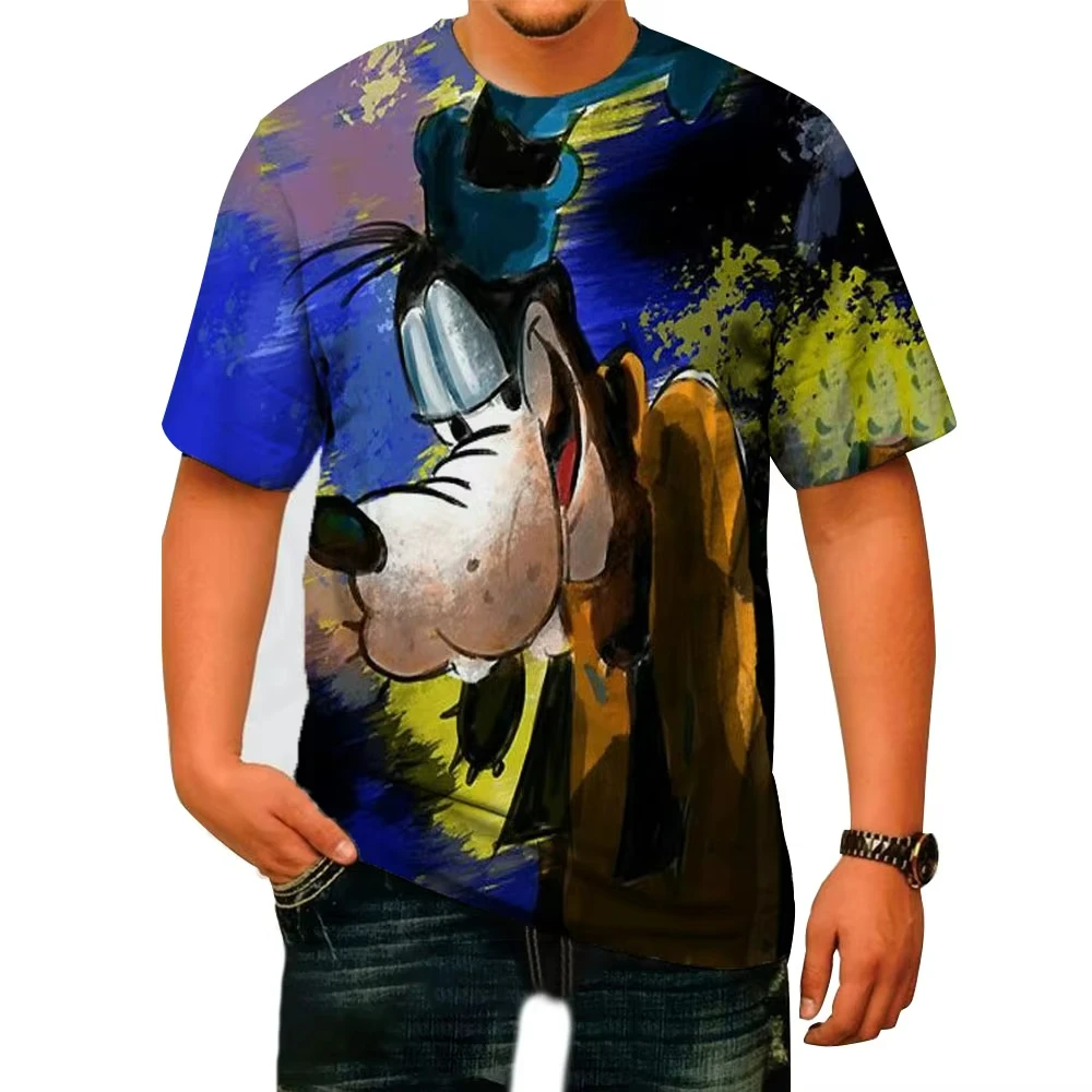 2025 nuevas camisetas con estampado 3D de Disney Goofy, ropa de calle de dibujos animados de Anime, camiseta informal de gran tamaño para hombres y mujeres, camisetas para niños y niñas