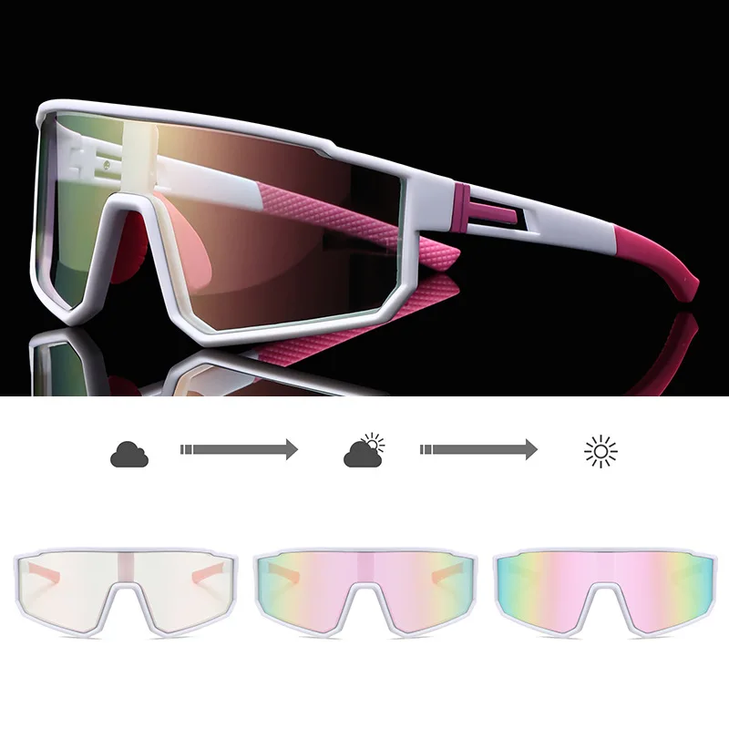 

UV400 Polarized Cycling Sunglasses for Men Women Color-Changing Windproof Wrap-Around Sports Sunglasses for Outdoor Cycling
