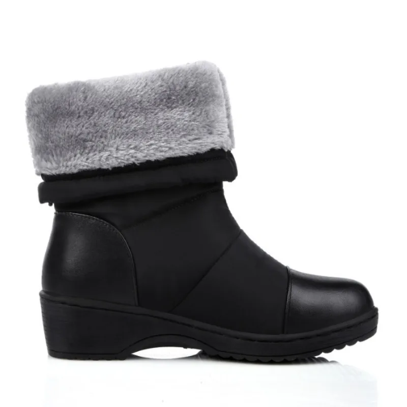 

Непромокаемая зимняя обувь для девочек, женские пуховые зимние сапоги в Южнокорейском стиле, ботинки до середины икры на танкетке, женские плюшевые теплые ботинки