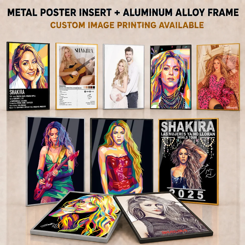 Shakira Framed Aluminum Metal Poster Customized Photo Vibrant Latin Music Style Wall Art For Dance Studio And Bedroom Fan Gift