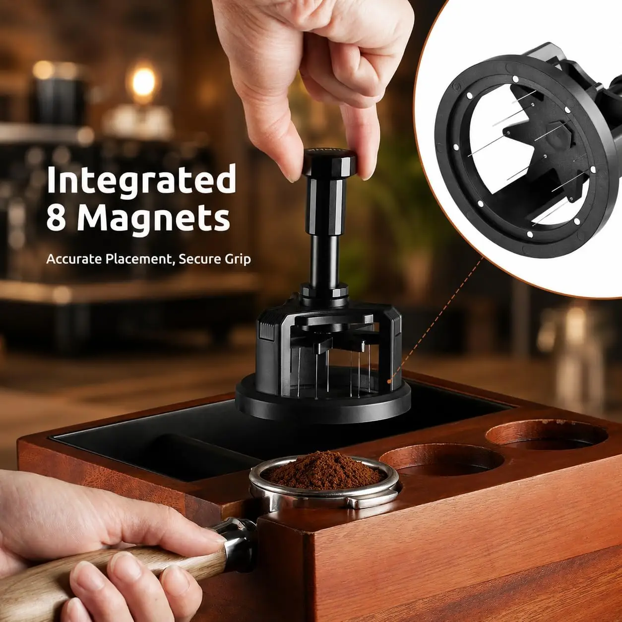 51/53/58mm Coffee WDT Tool Magnetic Base Rotating Coffee Powder Distributor Needle Coffee Distributor Espresso Accessories