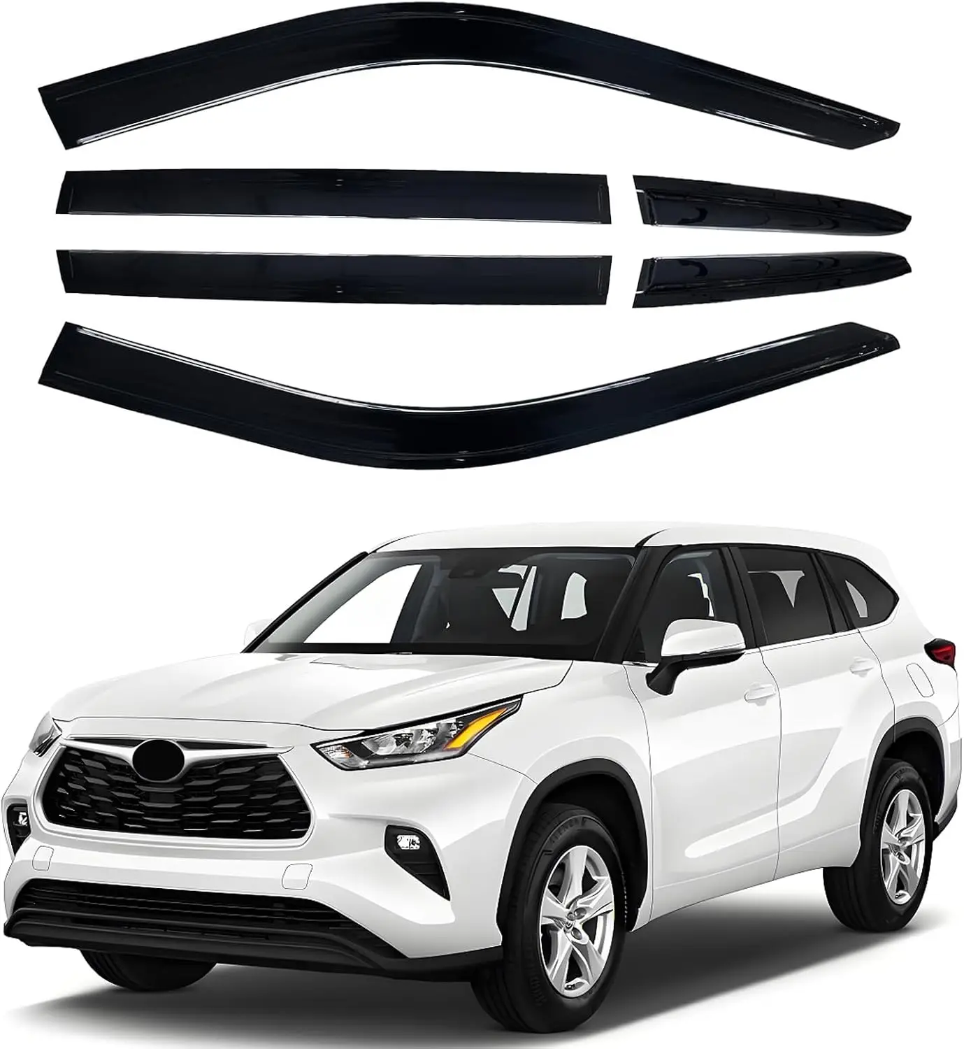 

Комплект из 6 дефлекторов для боковых окон Toyota Highlander 2020-2025, защита от дождя, простая установка